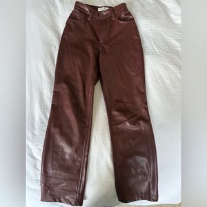 Abercrombie ultra high rise curve love brown leather pants